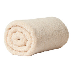Soft Rolled Beige Towel on Transparent Background