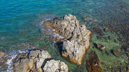 Rock Beach Coastal Landscape Waves Shoreline View Hong Kong