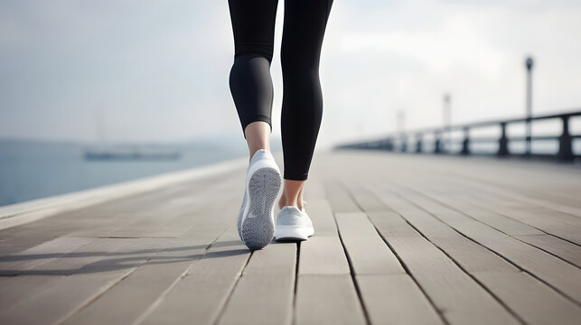 woman walking on the beach - Powered by Adobe