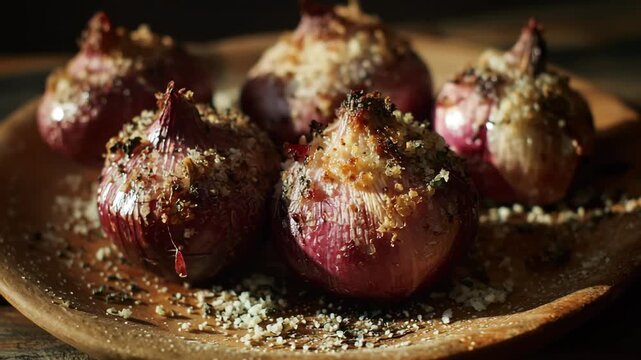 slice of onions, purple, red, bake