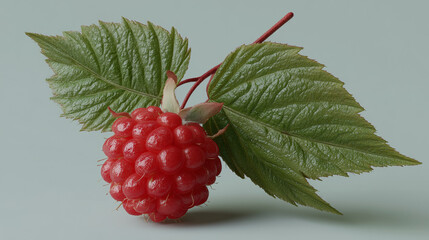 Sweet raspberry with leaves