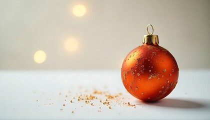 Festive red ornament adorned with gold glitter sparkles enhancing holiday decorations and adding a touch of seasonal cheer.