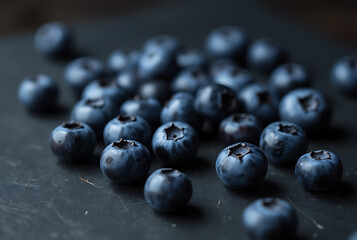 Blueberry Flatlay on Dark Background