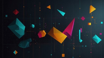 Abstract data visualization with vibrant geometric shapes, symbolizing business analytics on a dark background.