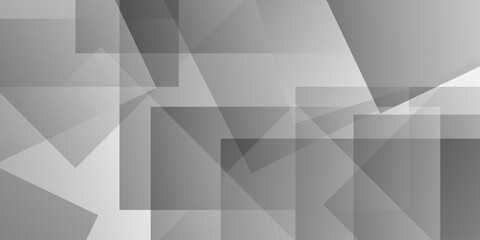 Obraz premium White and gray overlap triangle geometric technology pattern. minimal rectangle randomly arranged white lines transparent web square background layers. overlapping presentation design.