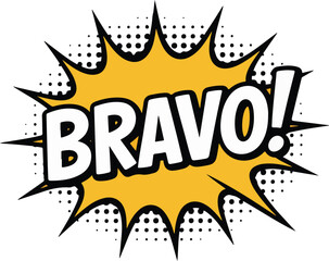 A bold and striking Bravo! speech bubble, a classic comic book effect Transparent png vector