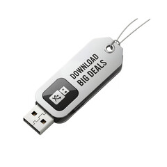 Cyber Monday USB Drive Sale Tag – Tech-Shaped Discount Label PNG