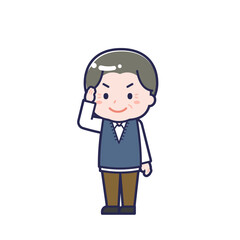 私服のシニア／ななめ／男性 02