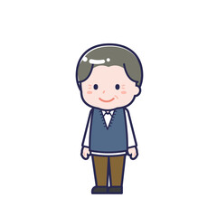 私服のシニア／ななめ／男性 09