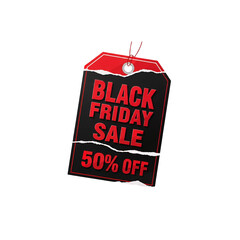 Black Friday Sale Tag with Torn Paper Effect – Transparent PNG