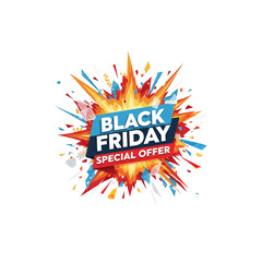 Black Friday Sale Tag with Explosion Effect – Transparent PNG