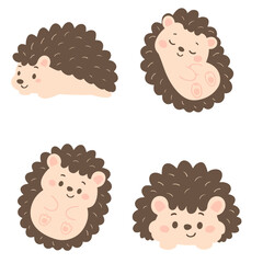 Cute Hedgehog Cartoon Illustration Set © focus_bell