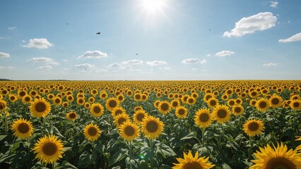 Obraz premium sunflower field with blue sky background