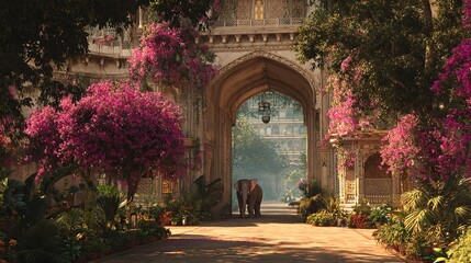 Traditional Rajasthani Mughal Palace Arch Gate

