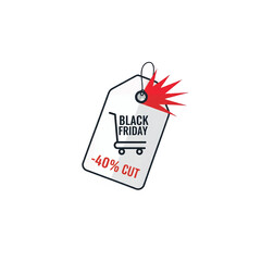 Black Friday Discount Tag with Cart Icon – Transparent PNG