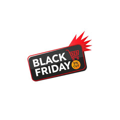 Black Friday Discount Tag with Cart Icon – Transparent PNG