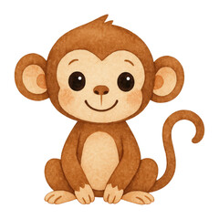 Obraz premium PNG Cute cartoon monkey illustration.