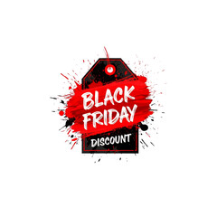 Black Friday Sale Tag with Paint Splash Effect – Transparent PNG