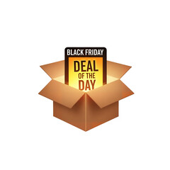 Black Friday 3D Box Offer Tag – Transparent Background PNG
