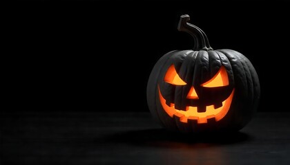 Spooky Jack-o'-lantern glows in the darkness, embodying the spirit of Halloween and autumnal celebrations.