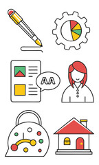 Flat business icons set