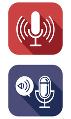 Flat design audio recording and playback icons