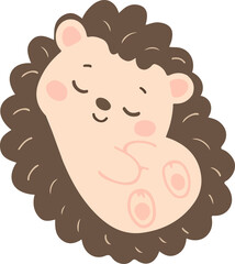 Cartoon Illustration of Sleeping Hedgehog