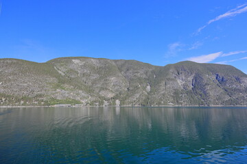 Scenic view near Mannheller ferjekai in Kaupanger, Norway