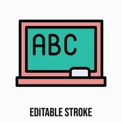 Blackboard Vector Icon, Isolated Vector Lineal Color Style Icon, Editable Stroke. 