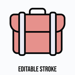 Briefcase, Portfolio Vector Icon, Isolated Vector Lineal Color Style Icon, Editable Stroke.