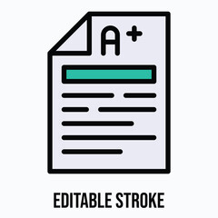 Exam Result Vector Icon, Isolated Vector Lineal Color Style Icon, Editable Stroke.
