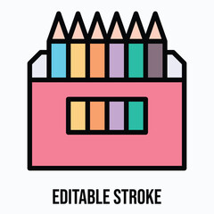 Color Pencil Vector Icon, Isolated Vector Lineal Color Style Icon, Editable Stroke. 
