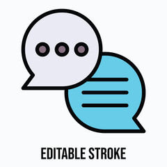 Chat Vector Icon, Isolated Vector Lineal Color Style Icon, Editable Stroke.