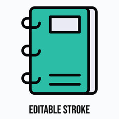 Notebook Vector Icon, Isolated Vector Lineal Color Style Icon, Editable Stroke.