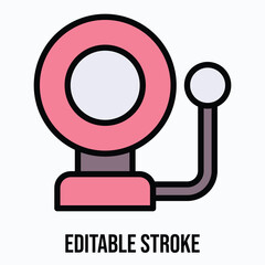School Bell Vector Icon, Isolated Vector Lineal Color Style Icon, Editable Stroke.