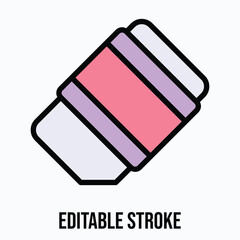 Eraser Vector Icon, Isolated Vector Lineal Color Style Icon, Editable Stroke.