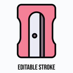 Sharpener Vector Icon, Isolated Vector Lineal Color Style Icon, Editable Stroke.