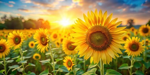 golden sunflowers in a lush meadow