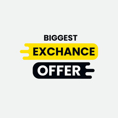 Biggest exchange offer graphic with yellow and black text