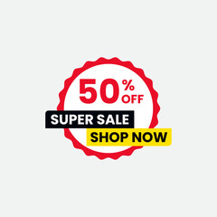 Fifty percent off super sale shop now emblem