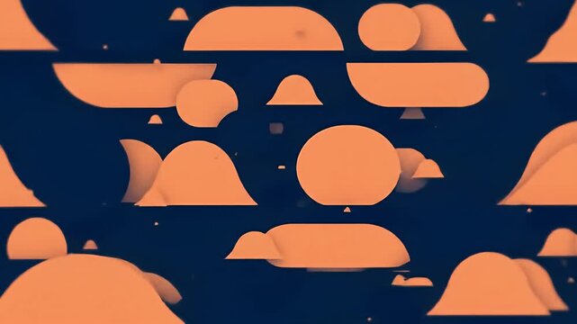 Rounded shapes in peach and dark blue in an abstract design pattern