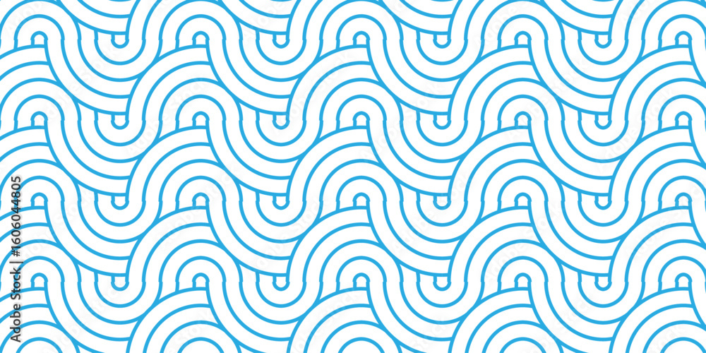 Poster minimal overlapping pattern diamond geometric wave abstract circle wave line. blue seamless tile str