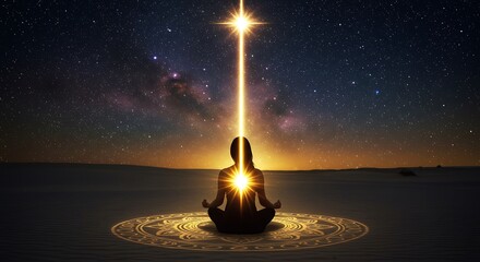 Meditating Figure with Cosmic Energy Light