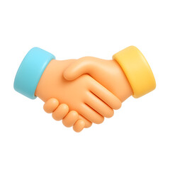 3d cartoon handshake gesture isolated on white background.