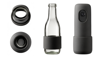 Open bottle juxtaposed with closed bottle, a visual exploration of contrasting states.