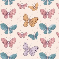 Butterfly pattern with pastel colors and scattered dots