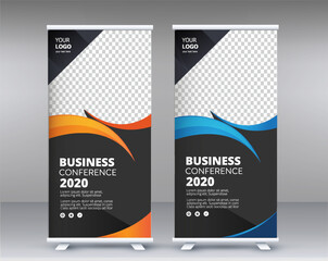Modern business roll up banner design template	
