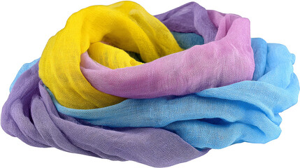 Wrap yourself in warmth and style with this vibrant blue, yellow, purple scarf. perfect for adding a touch of color to any outfit.