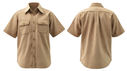 Tan short sleeve buttondown shirt, a versatile essential for casual and modern style.