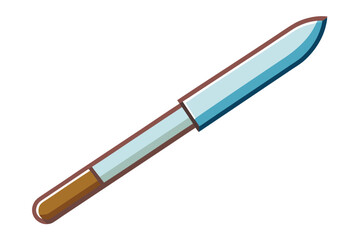 Long Metal Knife with Brown Handle Illustration for Culinary Arts and Cooking